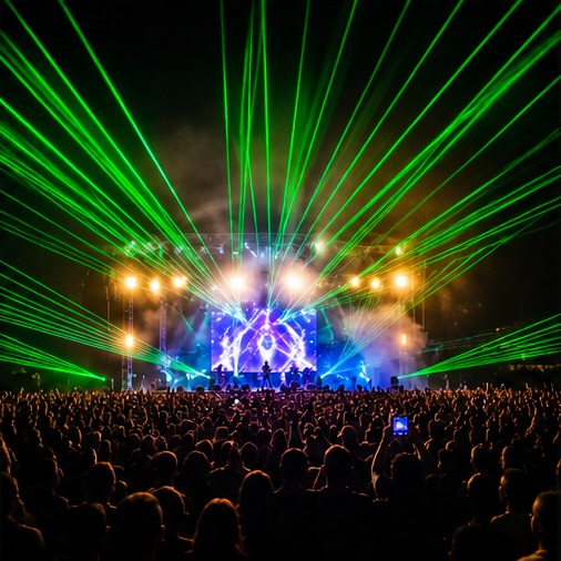 Concerto con effetti laser e illuminazione