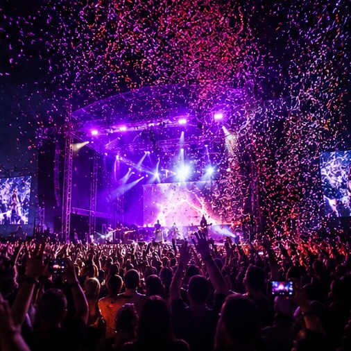 Spettacolo live con luci e pubblico